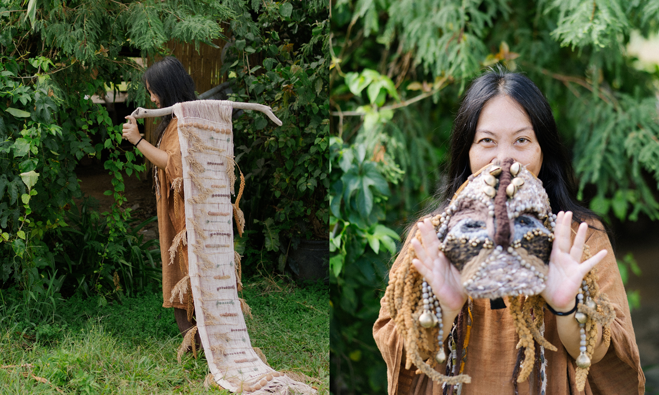 ▲Works by Malaysian artist Tan Cheew Yee《Woven Seeds》&《Face of the Valley》(from left to right) (Photo/Taitung County Government)